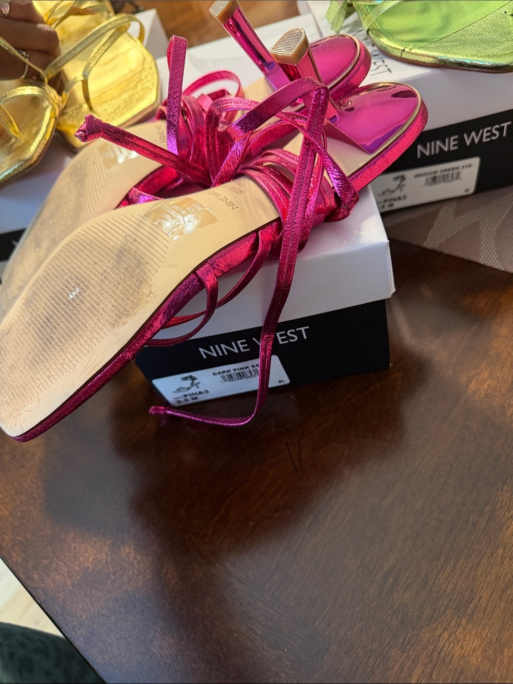 Nine West PINA3 Metallic Strappy Sandals - Picture 12 of 16